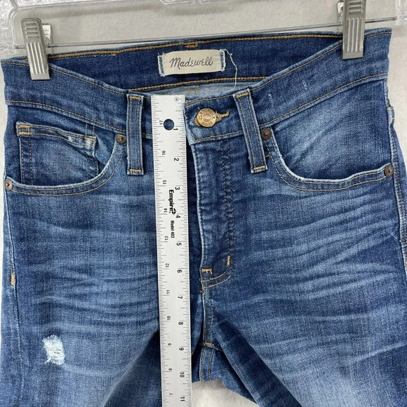 Madewell Jeans Womens 25 Blue Medium Wash High-Rise Skinny Distressed Raw Hem - Picture 4 of 11